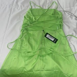 NASTY GAL LIME GREEN LACE UP CAMI DRESS SZ 8